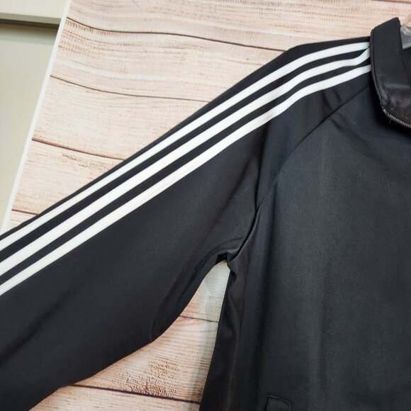 Men’s Large Adidas Track Jacket Black White Zipper Pockets Logo RN 88387 - Picture 4 of 16